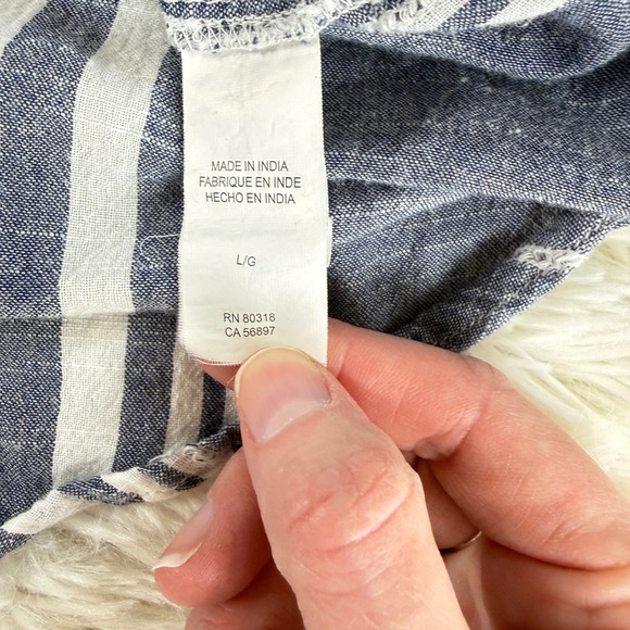Lucky Brand Womens Blue White Striped Cotton Henley Top Long Sleeve Size Large - Picture 7 of 11